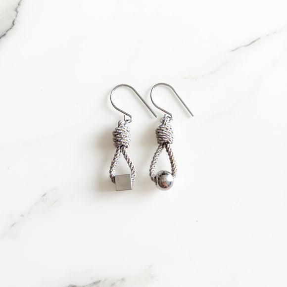 Silver Nouvelle Dangling Earrings - mismatched beads