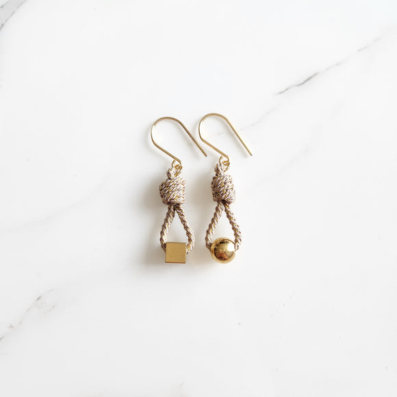 Gold Nouvelle Dangling Earrings - mismatched beads