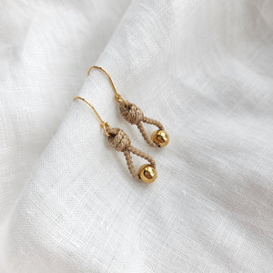 Gold Nouvelle Dangling Earrings - round beads